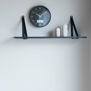 Etagère murale en bois et cuir noir 80 cm TALLINN